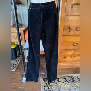 Classic Black Cotton Velvet Pants for Women — Straight Leg Sz 8; Western Flair